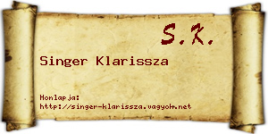 Singer Klarissza névjegykártya